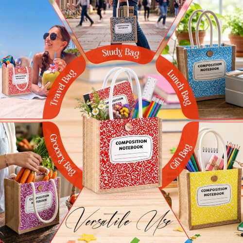 Bolsas de arpillera reutilizables con botón de asa y lona estéticas de flores 5