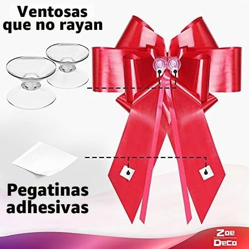 Miniatura 3 de Zoe Deco - Lazo Grande Para Coche - Rojo, 58 Cm 23 Pulgadas - Lazo Gigante Para Coche Para Cumpleaños, Navidad, Recepción De Boda, Fiesta Sorpresa - Envoltura De Regalo Grande