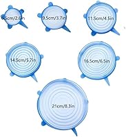 Vista 2 de Juego de 12 tapas elásticas de silicona, 6 tamaños, cubiertas reutilizables para almacenamiento de alimentos, cubiertas de silicona para tazones