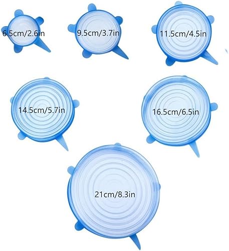 Miniatura 2 de Juego de 12 tapas elásticas de silicona, 6 tamaños, fundas reutilizables para almacenamiento de alimentos, fundas de silicona para tazones,