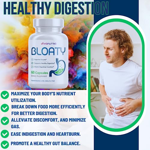 Vivanutra Anti Bloating Digestive Enzymes - Debloat Capsules For Abdominal Bloating, Gas Relief, Digestion & Gut Immune Function - Safely Digest Foods, And Reduce Fat Absorption - 60Ct #TOP1