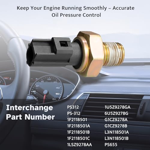 Engine Oil Pressure Sensor Sender Switch, Sending Unit for 2009-2019 Ford Escape Fusion Ranger Focus Transit Connect C-Max, Mercury Mariner Milan, Mazda B2300 6 Tribute, Lincoln MKZ, PS312