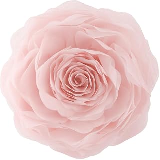 JWH Stereo Flower Throw Pillow Covers Aesthetic Decorative Floral Accent Pillow Cases Round Cushion Handmade Pillowcase for Bedroom Bed Couch Chair Car 12 Inch Peach Pink