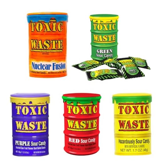 Toxic Waste Candy 5er Pack 210g, saure Süßigkeiten - Bonbons in verschiedenen Geschmäckern Original aus USA