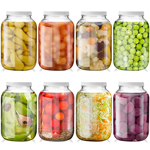 Thenshop 8 Stück Wide Mouth 1 Gallon Glas Glas Glas mit Deckel Große Gläser 1 Gallon Einmachglas zum Gären von Kombucha Aufbewahrung von Einmachgläsern Lebensmittelaufbewahrung Cover