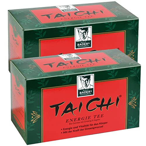 BADERs Tai Chi Energy Tea della Farmacia, Tè Verde Premium Per Più Energia E Vitalità, con La Potenza della Radice di Ginseng, Trasparente, 2 x 20 sacchetti filtro