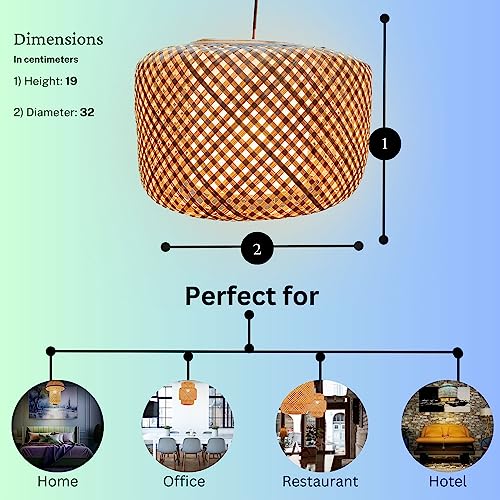 Image of Craftscape Bamboo Hanging Lamp | Bamboo Pendant Lamp | Boho Lampshade | Cane Lampshade | Bamboo Lights Hanging | Bamboo Hanging Lampshade | Collection (HalfNion)