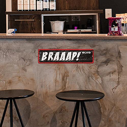 Putuo Decor Braaap Street Sign - Grunge Room Decor, Funny Blvd Sign, Cool Man Cave Decor For Bedroom, Garage, Bar & Smoking Den, Decorative Road Sign, 16X4In #TOP4