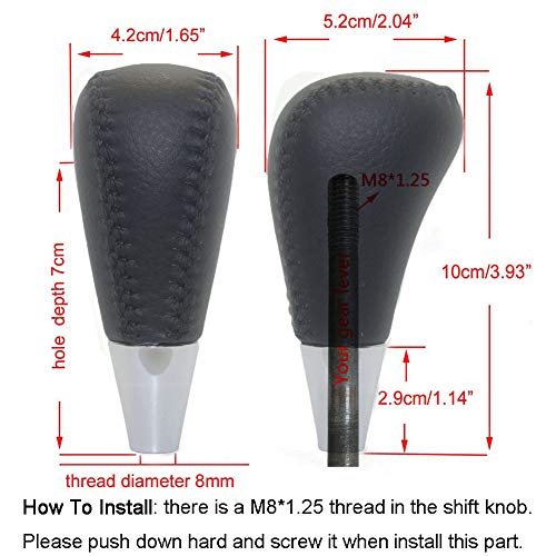 Pursuestar Black Leather Gear Shift Knob Compatible For Toyota Camry Crown Rav4 Land Cruiser Hiace Corolla Mazda Lexus Es Rx Gs Is Sc #TOP1