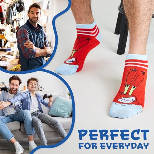 SpongeBob Squarepants Mens Ankle Socks, Soft and Breathable Socks Pack of 5 - Gifts for Him4
