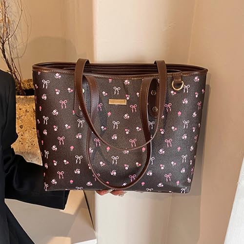 Cute Tote Purse Top Handle Floral Hangbags Faux Leather Shoulder Floral Cherry Purse with Zipper Closure3