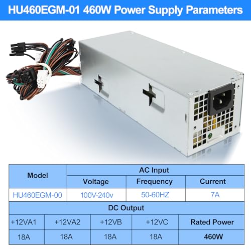 Alimentatore H460EBM-00 460W adatto per Dell Optiplex 3050 5050 5060 5080 5090 Vostro 3667 7050 7060 7070 7080 7090, Insprion 3668 3669 Vostro 305 0MT 7060MT 7070MT 7080MT G5-5090 XPS 8940 MT - Alimentatore - Immagine 4