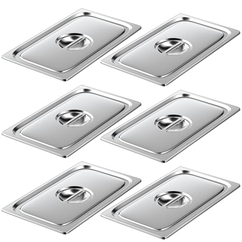 WantJoin Steam Table Hotel Pan Lid Cover with Handle 1/1 Full Size 6 Pack, Stainless Steel Metal Tray Sets Food Storage Container, Restaurant Chafing Chafer Dishes Commercial Buffet Catering Supplies by WantJoin - Used condition - US$43.12