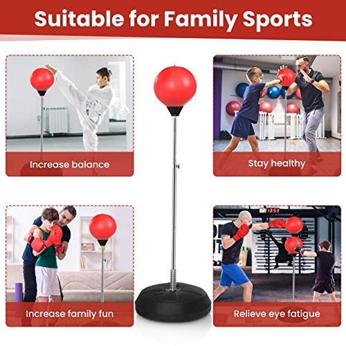 KINGSO Punching Bag for Kid & Adults, Punching Bag with Stand Plus Boxing Gloves, Adjustable Height Speed Bag for Exercise and Fitness Fun for Entire Family - Thumbnail 5