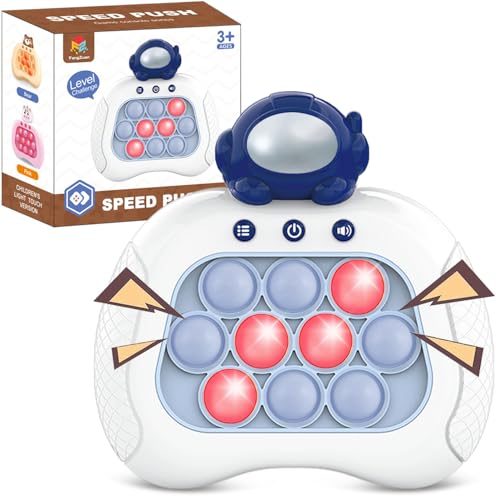 Image of Fast Push Game, Handheld Game Console Fidget Toys Bubble Kids Game, Light up Push Game Kids Toys for Ages 3-12, Handheld Puzzle Game for Kids for Boys Girls (Blue Astronaut)