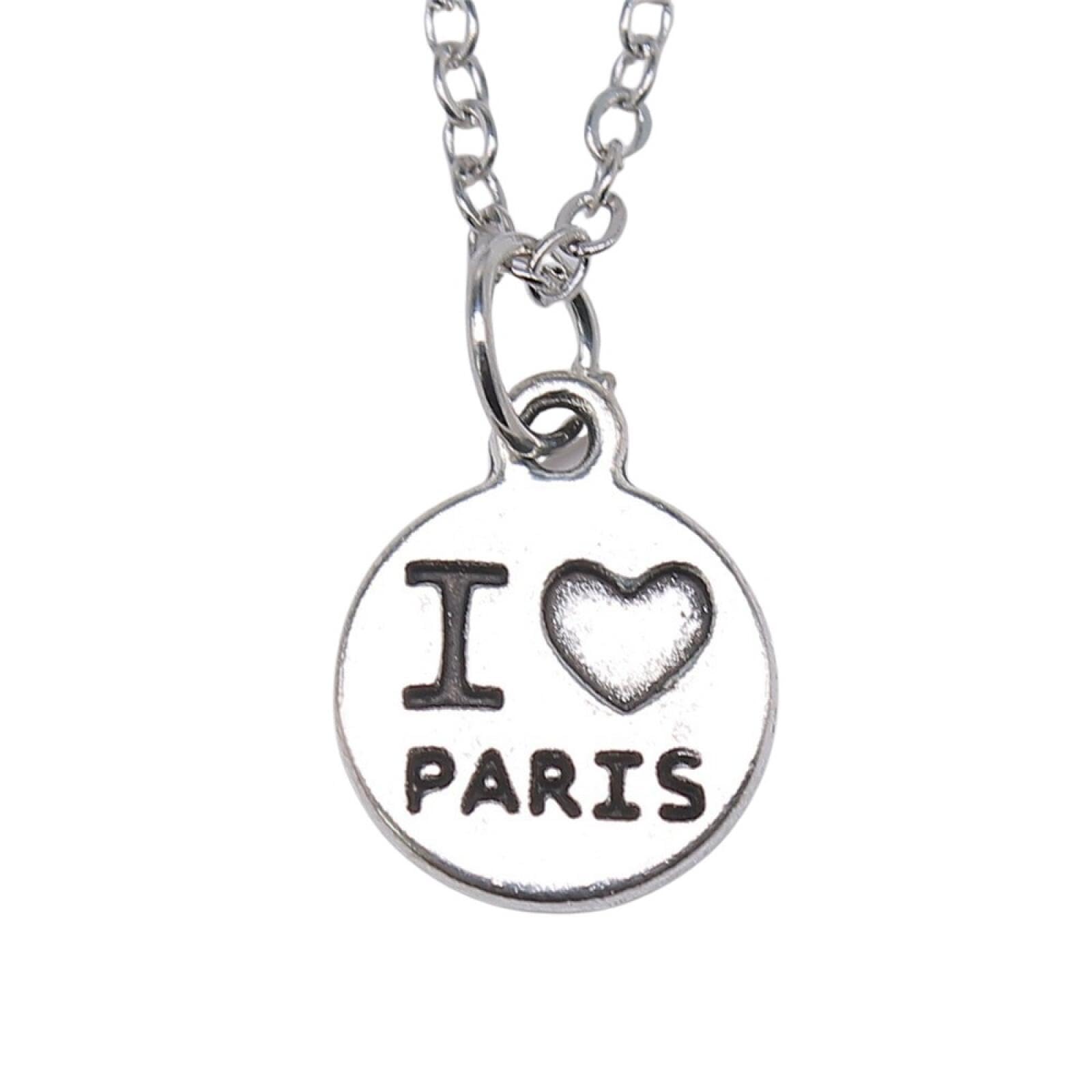 Colliers argentés anciens I Love Paris 12x12mm maille courte chic - 5