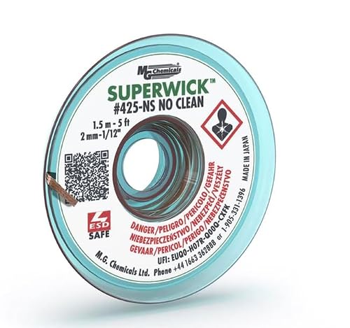 425-NS. Desoldering Braid/Solder Removal SUPRWIK .075in Width Green 5FT Length NS