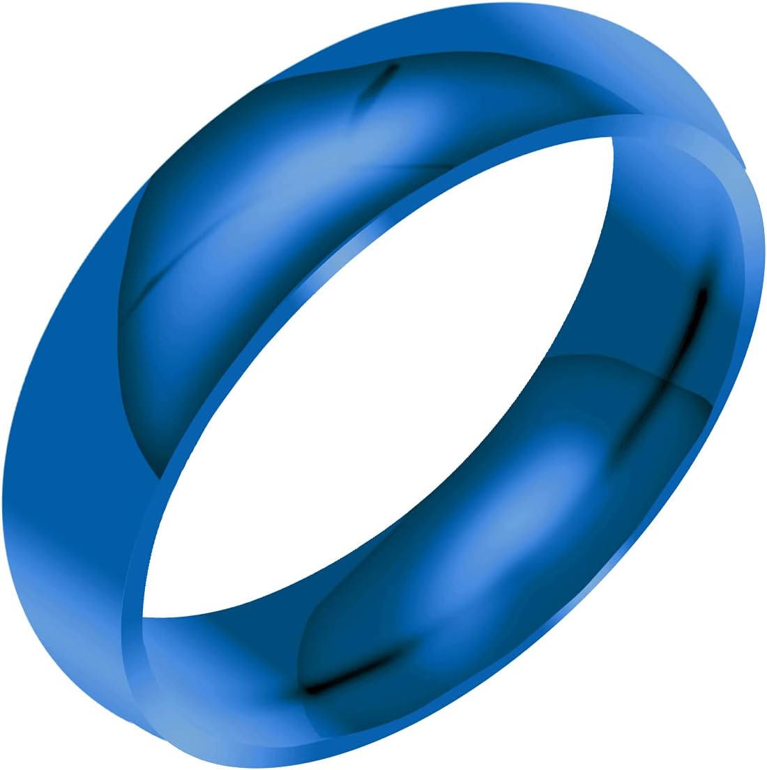 Everstone Shiny Polish Dome Ring Male Female Men Women His Her Groom Bride Promise Ring Wedding Bands Titanium Ring Color Blue 6MM 4MM & 3MM
