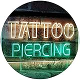 Tattoo Piercing Art Inked Shop Display Dual Color LED Enseigne Lumineuse Neon Sign Vert et jaune 600 x 400mm st6s64-i2482-gy