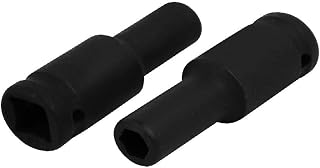 New Lon0167 1/2-inch Square Drive 78mm length 9mm 6 Point CR-MO Hex Impact Socket Black 2pcs(1/2-Zoll-Vierkant 78mm LÃ¤nge 9mm 6-Punkt-CR-MO-Sechskant-Stecksockel schwarz 2St