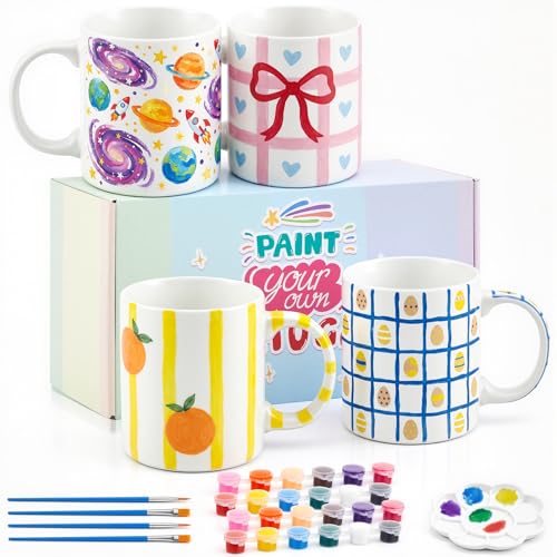 Kit peinture tasse céramique Sinmoe pour créer un mug DIY personnalisé avec 2 tasses