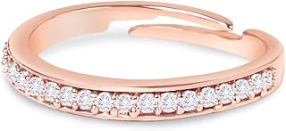 ZAVERI PEARLS Rose Gold Cubic Zirconia Contemporary Brass Sleek Adjustable Ring For Women-ZPFK10902 Price In India