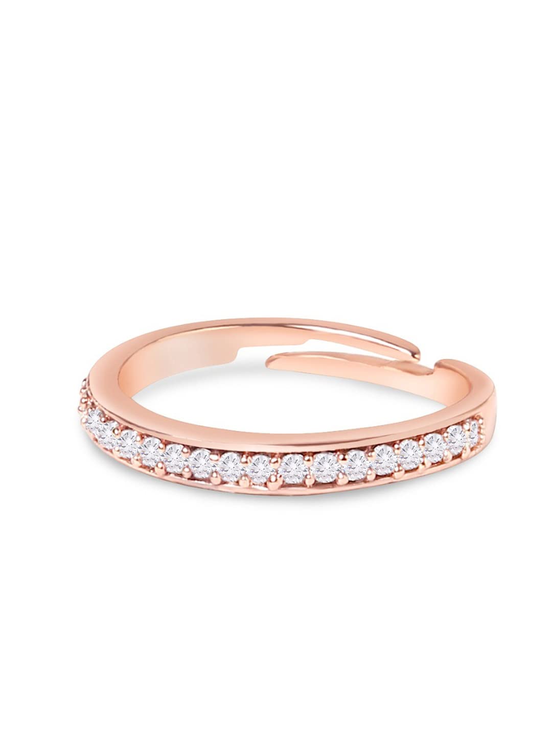 ZAVERI PEARLS Rose Gold Cubic Zirconia Contemporary Brass Sleek Adjustable Ring For Women-ZPFK10902 - Review, Price and Buying Guide