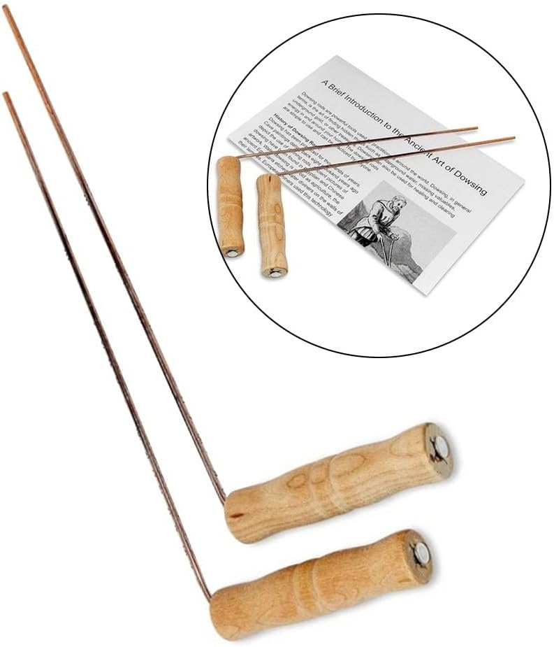 99.99% Copper Dowsing Rods, 2PCS Divining Rods With Wooden Handle For Divining Water, Treasure, Buried Items, Utility Lines, Rare Earth Materials