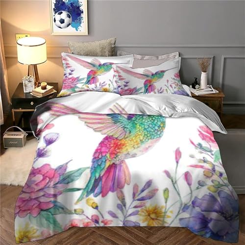 Housse de couette effet 3D colibri en vol de qualité supérieure ultra douce
