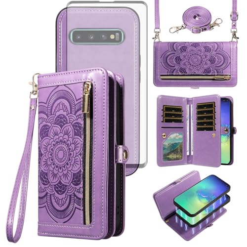 Coque Samsung S10 Plus protection écran verre amovible étui portefeuille magnétique S10+