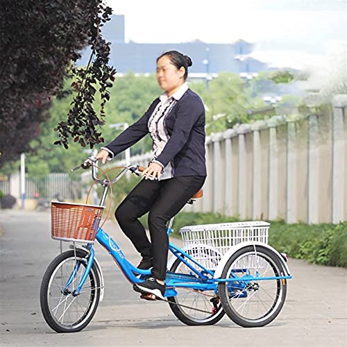 Triciclo para adultos y mayores, 20 pulgadas, 3 ruedas, bicicleta de paseo con canasto para compras, capacidad máxima de carga 150 kg (330 lb) miniatura 6