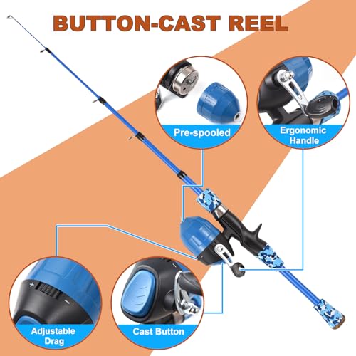 SOUUXIU 1.2 m/1.9 m Kids Telescopic Fishing Rod and Spinning Reel Combo Set with Fishing Lures Fishing Lines Fishing Hooks - Image 2