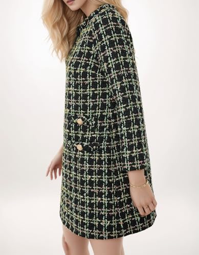 LifeShe Women's Long Sleeve Tweed Mini Dress Business Work Short Dress Elegant Cute Party Dresses Dark Green3