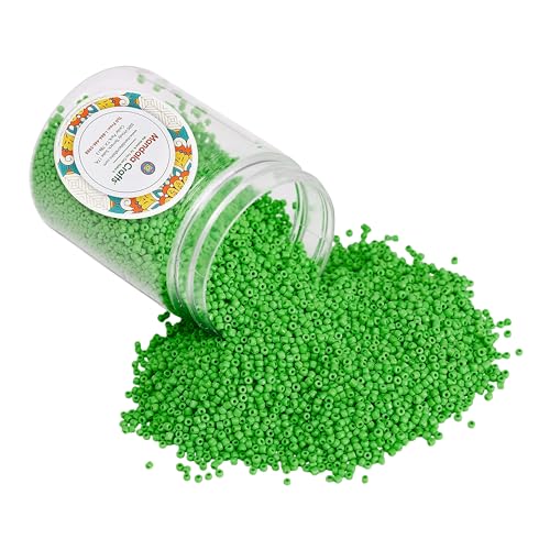 Image of Mandala Crafts 11 /0 Glass Seed Beads for Beadwork - 13000 Pcs 2mm Green Round Small Rocaille Beads for Jewelry Making, Necklace Bracelet Earring Craft Supplies