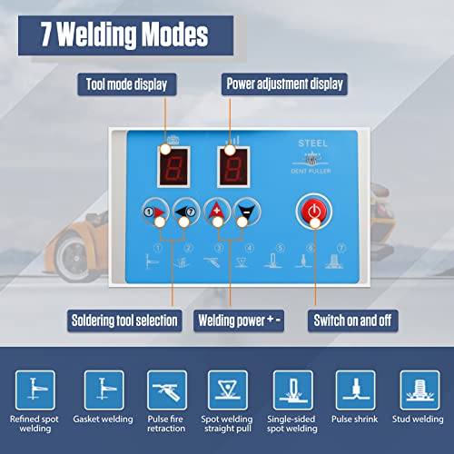 Beley 110V Upgrade Stud Welder Dent Repair Kit, No Putty Repair 7 Modes 1600W Spot Welder Dent Puller Exquisite Repair For Car Body Dents #TOP4