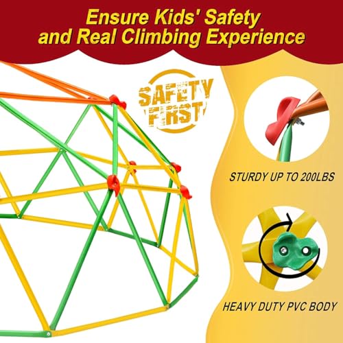 SPIDERCAMP New Version 10FT Geometric Dome Climber,Jungle Gym Supports 800LBS,for Kids 3 to 10 Years Old, Outdoor Backyard Play Equipment Outside Toy
