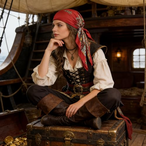 MINGJAY Accesorios para Disfraces de Piratas,Juego de Accesorios,Accesorios Pirata Mujer,Traje De Pirata,Bufanda de Cabeza Piratas,Disfraz Piratae Mujer,Para Carnaval,Mardi Gras,Fiesta Temática - imagen 5