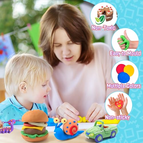 Air Dry Clay, 50 Colors Modelling Clay Kit, Ultra Light Non-Toxic Air Drying Clay for Kid, Magic Clay with 3 Clay Tools & Guidebook, Arts and Crafts Kits for Kids Boys Girls Toys - Image 3
