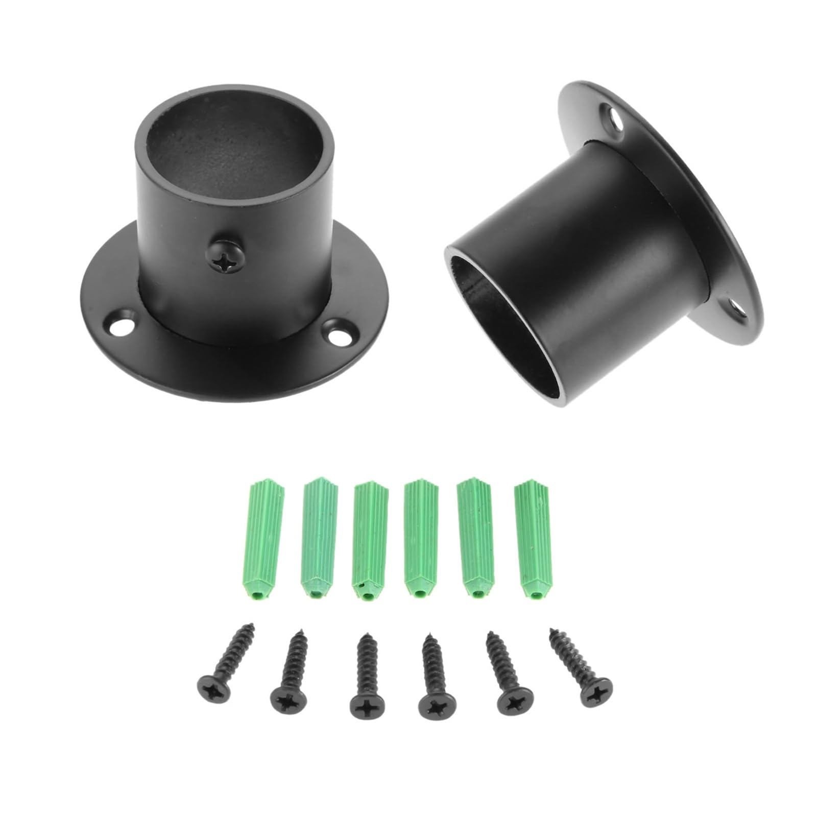 Ugzpwqlnx 32Mm Stainless Steel Pole Socket Flange Rod, Stainless Steel Closet Rod Flange Holder 2 Pack Black 19- For Wardrobe And Shower(32Mm)