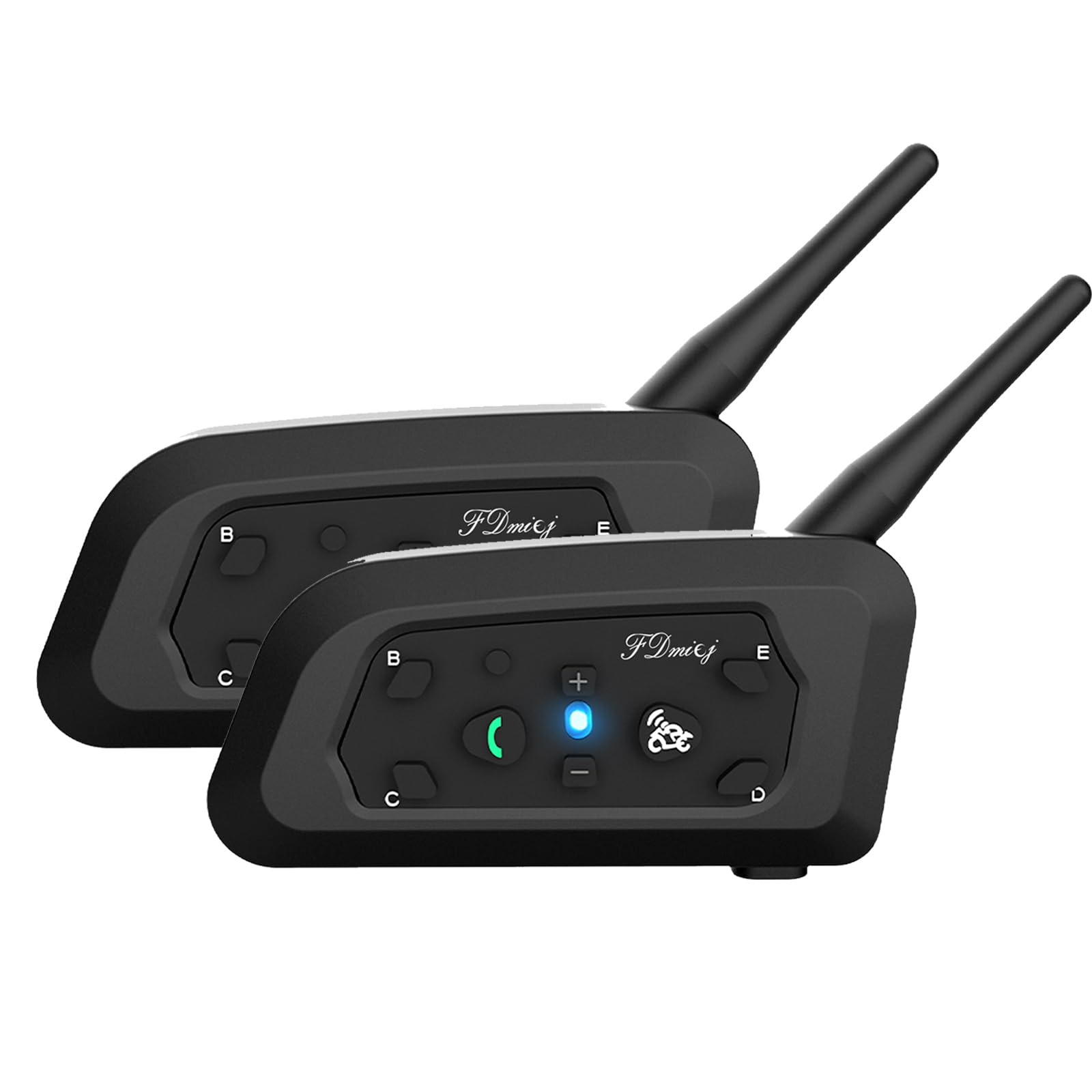 FDmiej V6 Interfono Moto Bluetooth Coppia Interfono in Tempo Reale Auricolare Casco Moto 6 Motociclisti Riduzione del Rumore Impermeabilità (2Confezione)
