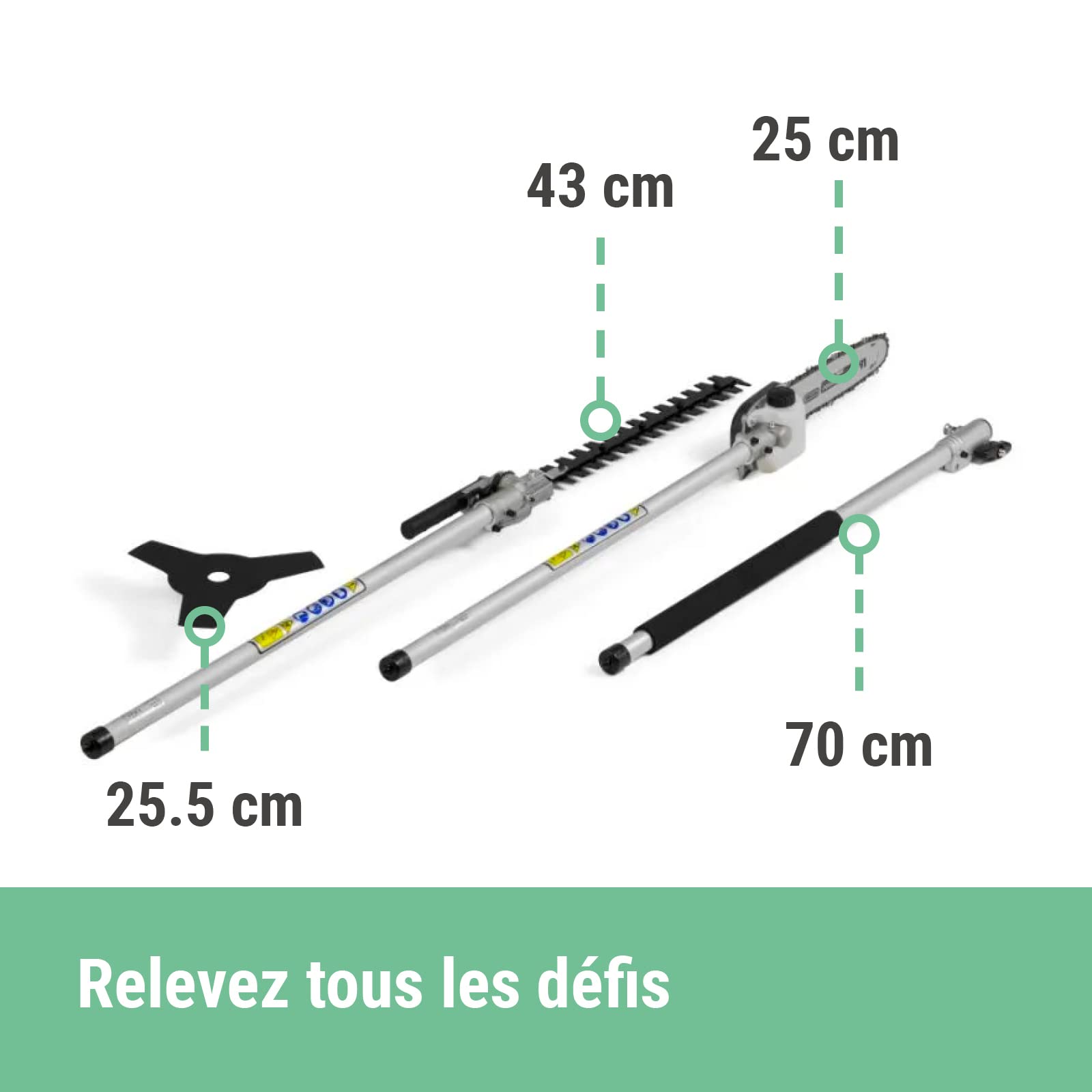 Alpina Outil Multifonctions AMT 26 – 5 en 1, Moteur Thermique de 25,4 CC, avec élagueur télescopique, Taille-haie, Débroussailleuse avec Fil et Lame, Manche télescopique Amovible, Harnais Inclus