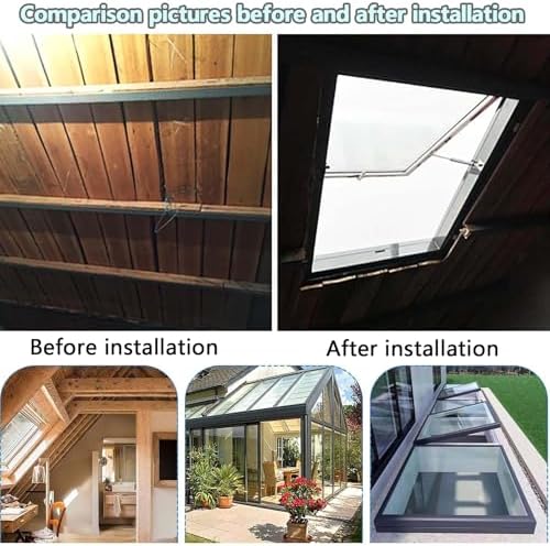 Custom Aluminum Alloy Attic Skylight Window, Sloped Flat Roof Lighting Well - 95x85cm (37.4x33.5in) for Residential Homes, Perfect for Sun Rooms and Attics