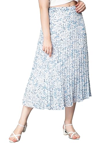 Image of NUEVOSDAMAS Floral Printed Pleated Navy /Multi Skirt