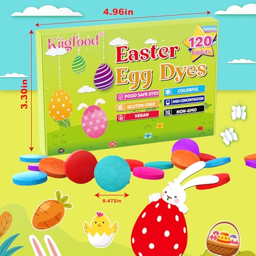 Easter Egg Dyes - 120 Count Food Grade Egg Coloring Kit, 6 Colors Traditional Easter Egg Decorating Kit for Easter Theme Party, Creativity Activity, Easter Gift - Easy Preparation and Use - Thumbnail 6