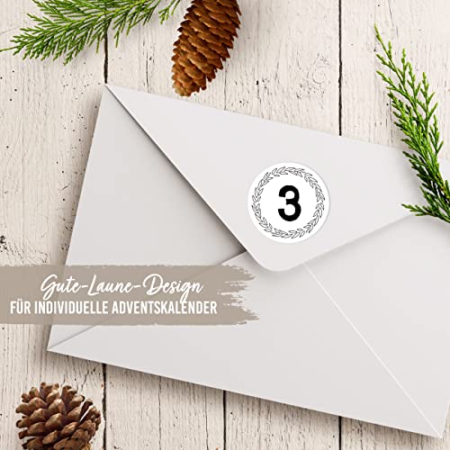 Miniatura 7 de Papierdrachen 24 Pegatinas De Navidad Para El Calendario De Adviento - Blanco Y Negro N 41 - Pegatinas De 4 Cm - Para Manualidades Y Decoración
