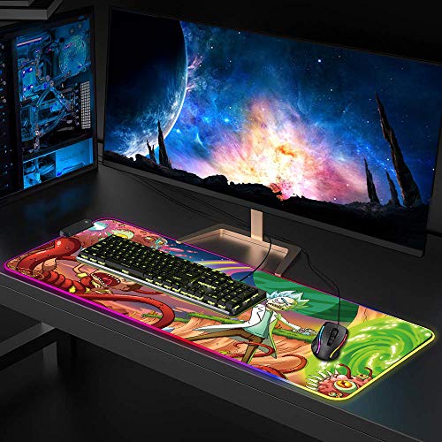 Bimormat Rgb Mouse Pad Led Light Gaming Mouse Pad With Rubber Base Colorful Computer Carpet Desk Mat For Pc Laptop (35.4 * 15.7 Inch) (9040Greengun) #TOP5