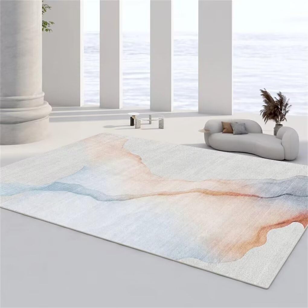 Tapis de salon bleu minimaliste pour un intérieur apaisant