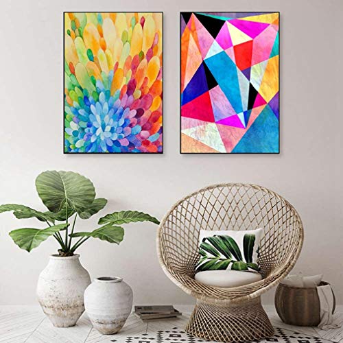 Bpnhna Abstract Rainbow Geometric Canvas Prints Colorful Triangle Coral Modern Paintings Poster Wall Art Decor For Nurse Home Office(2Pcs Unframed,16X20 Inches) #TOP1