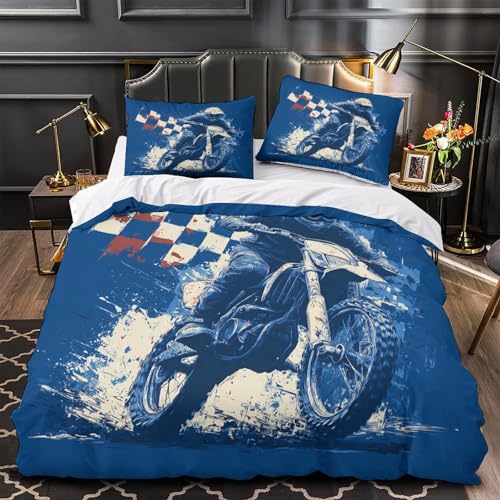 Parure de lit motocross 200x200 cm en microfibre pour ado