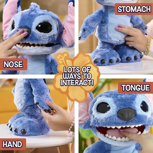 Disney Stitch Ultimate Stitch Interactive 17" Plush Toy, 100+ Sounds & Reactions, Inspired by Disney’s Live-Action Lilo & Stitch Film, New Movie Toy for Fans, Girls, Boys, Kids 3+ by Just Play by Just Play - Image 4